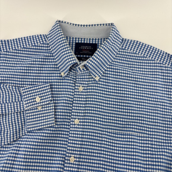 Charles Tyrwhitt Other - Charles Tyrwhitt Weekend Shirt Men's XL Blue White Check Classic Fit Non‎ Iron